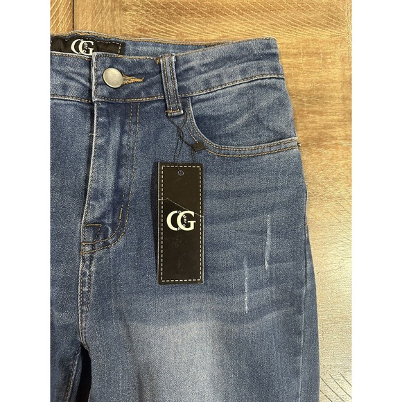 NWT OG Oyster Guy Distressed Skinny Leg Stretch Blue Denim Jeans Junior's Size 7 - Picture 4 of 15